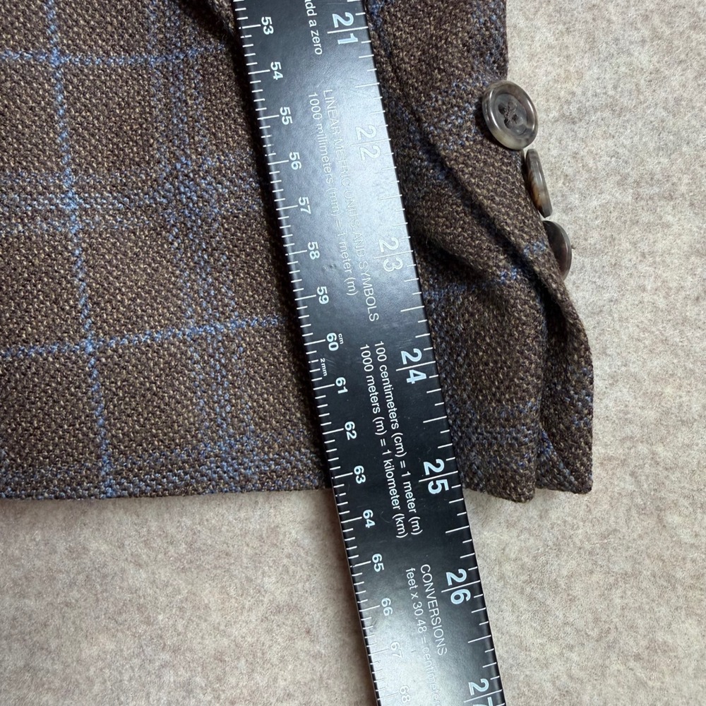 Carlo Mandrone Sport Coat 44R Brown Blue Windowpane Wool Blazer Canada 026498118 - Picture 12 of 12